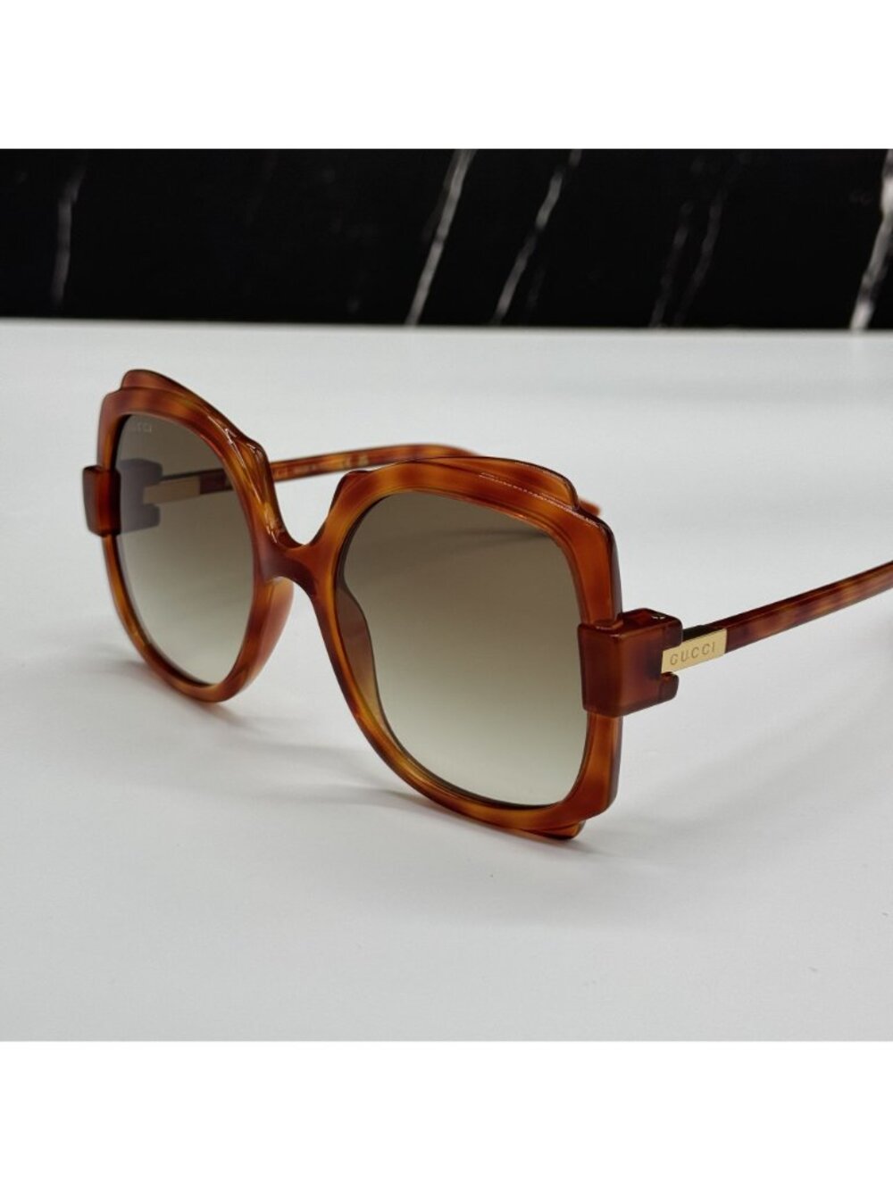 Gucci GG1431S 002 Havana Green Women Oversized Sunglasses Authentic NEW - Picture 6 of 9